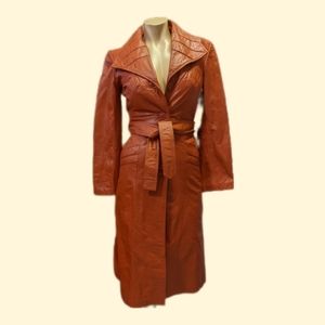 ✨HP✨ Orange Leather Coat VTG XS/S